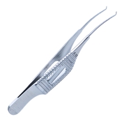 Harms Corneal Utility Forceps, Colibri Style, Serrated Fenestrated Handle With Polished Finish, 1x2 (0.12mm) Teeth Set At 45 Degrees, 4.5mm Tying Platform, And Overall Length Of 2 3/4" (70mm) 